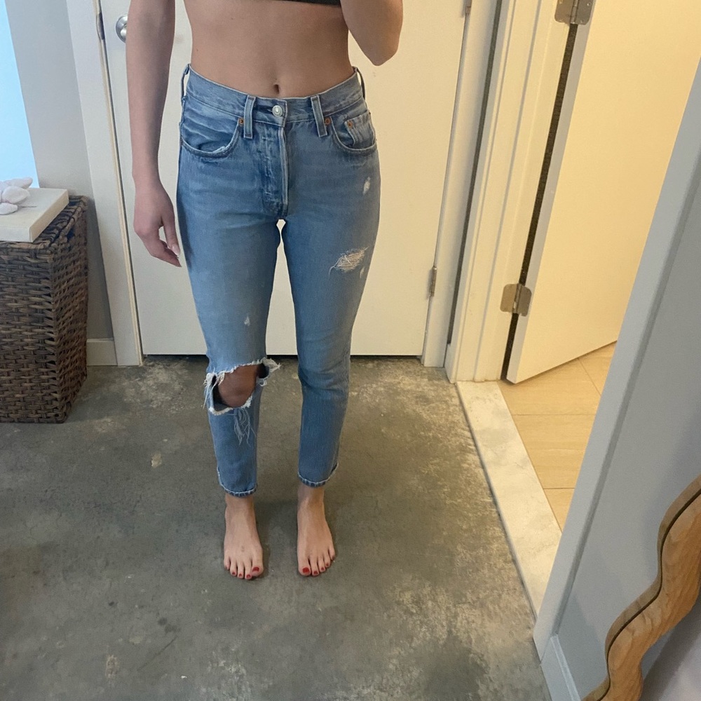 Women's Blue Distressed Jeans